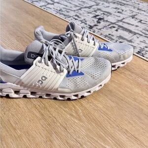 On Running White and Blue Sneakers